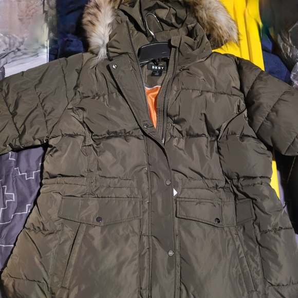 Faux Fur Trim Hood Puffer JacketDKNYC - Picture 2 of 11